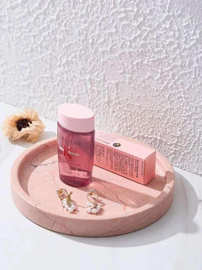 1Chase 1CHASE Pink Natural Round Marble Tray